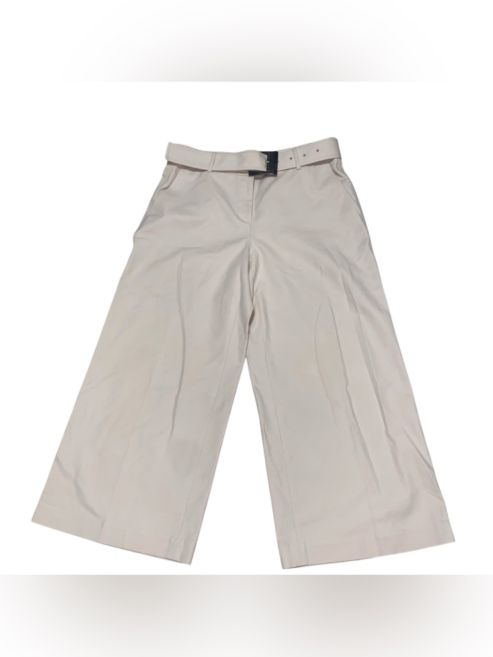 Lafayette 148 New York Jagger Belted Wide-Leg  In Khaki Size 4 Cropped